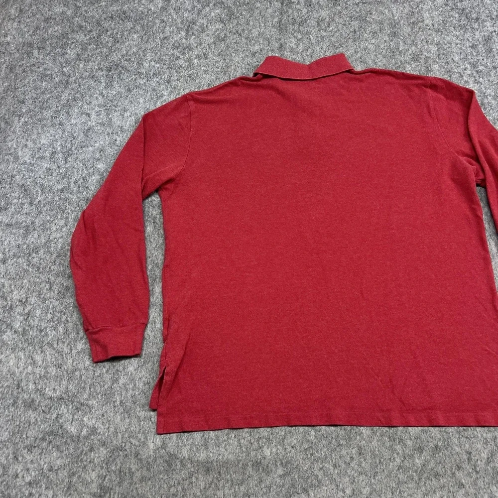 Polo Ralph Lauren Polo Shirt Mens XL Red Long Sleeve‎ 100% Cotton Green Pony
